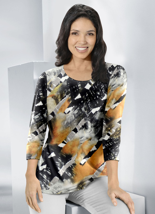 - Pullover in sehr weicher Qualität, in Größe 038 bis 054, in Farbe ORANGE-SCHWARZ-MULTICOLOR
