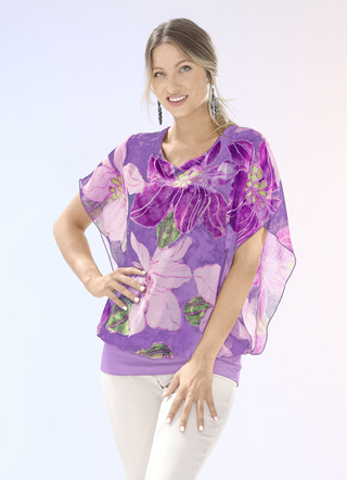 Shirtbluse mit Chiffon-Überwurf in 2 Farben