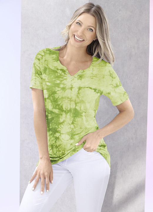 Kurzarm - Shirt in Batik-Optik in 2 Farben Kurzarm - Shirt in Batik-Optik in 2 Farben, in Größe 036 bis 052, in Farbe PISTAZIE BATIK
