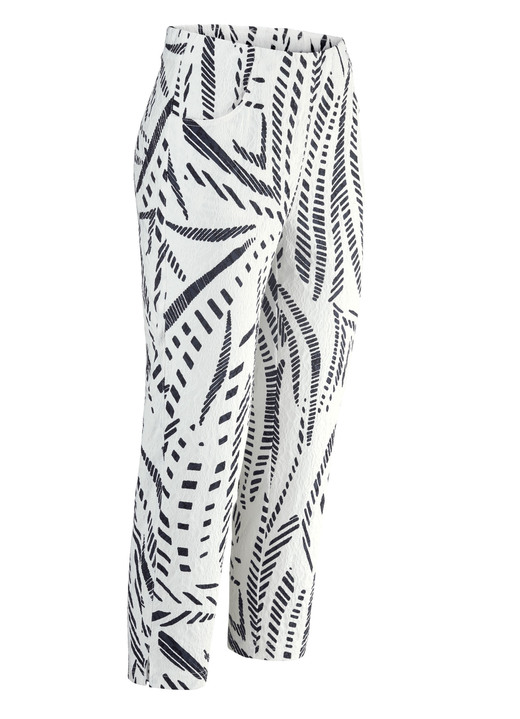 Hosen in Schlupfform - Caprihose mit angeschnittenem Bund Hosen in Schlupfform - Caprihose mit angeschnittenem Bund, in Größe 018 bis 052, in Farbe ECRU-SCHWARZ