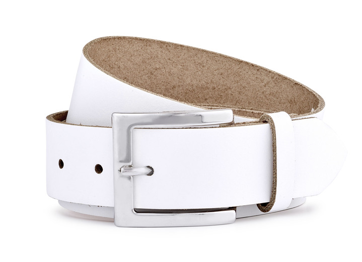 Gürtel - Trendiger Damen-Gürtel aus Leder, 3,5 cm breit Gürtel - Trendiger Damen-Gürtel aus Leder, 3,5 cm breit, in Größe 100 bis 120, in Farbe WEISS