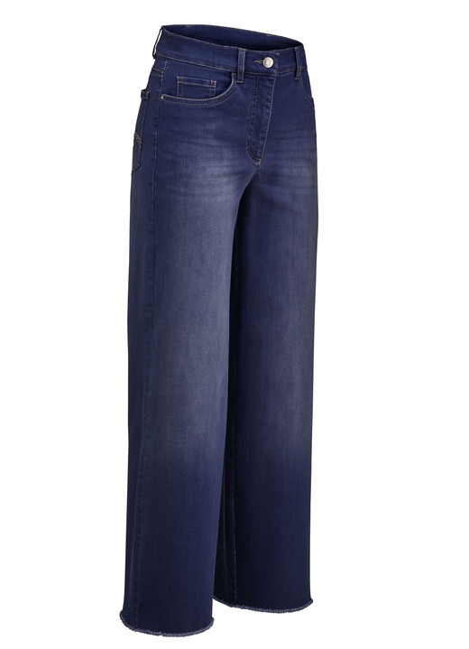 Hosen mit Knopf- und Reissverschluss - Jeans mit modischer Beinweite, in Größe 018 bis 052, in Farbe DUNKELBLAU Ansicht 1