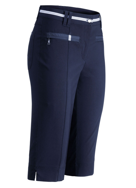 Hosen mit Knopf- und Reissverschluss - Aufwendig gearbeitete Bermudas, in Größe 034 bis 052, in Farbe MARINE Ansicht 1