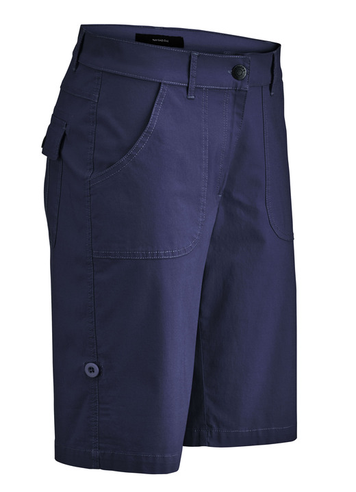 Hosen mit Knopf- und Reissverschluss - Bermudas mit Zierriegel, in Größe 034 bis 052, in Farbe MARINE Ansicht 1