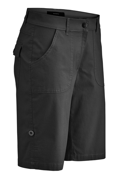 Hosen mit Knopf- und Reissverschluss - Bermudas mit Zierriegel, in Größe 034 bis 052, in Farbe SCHWARZ Ansicht 1