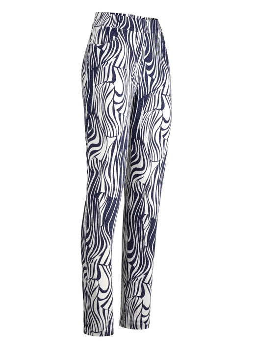 Hosen in Schlupfform - Hose in ausdrucksstarker Dessinierung, in Größe 018 bis 052, in Farbe DUNKELBLAU-WEISS Ansicht 1