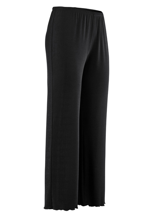 7/8-Hosen, Capris, Bermudas - Weich fliessende, 7/8-lange Hose, in Größe 036 bis 060, in Farbe SCHWARZ Ansicht 1