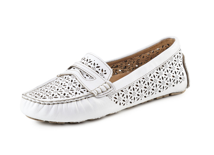 Slipper & Schnürschuhe - Gemini Slipper aus schattiertem Nappaleder, in Größe 036 bis 042, in Farbe WEISS Ansicht 1