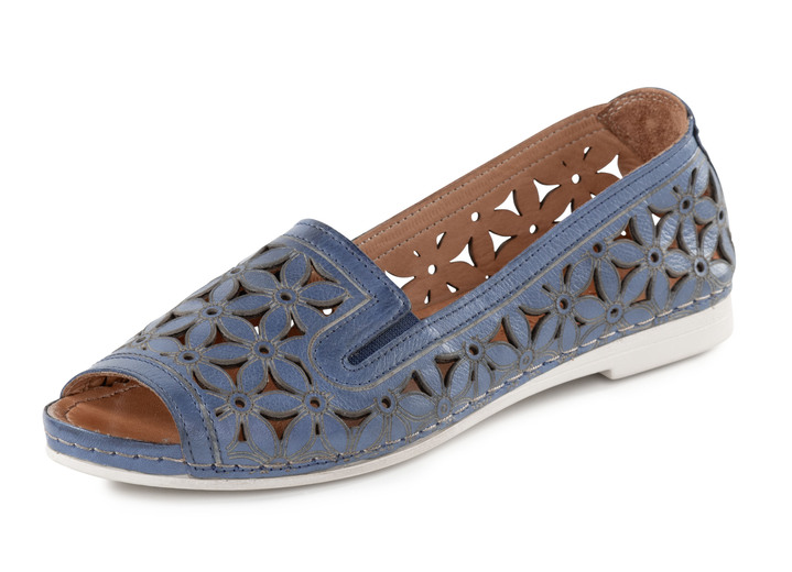 - Gemini Slipper aus teilweise geprägtem Nappaleder, in Größe 036 bis 042, in Farbe BLAU Ansicht 1