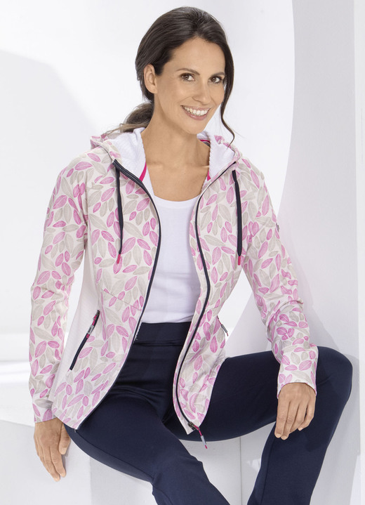 Freizeitanzüge - Fleecejacke von «LPO», in Größe 038 bis 048, in Farbe NATURWEISS-FUCHSIA-SAND Ansicht 1