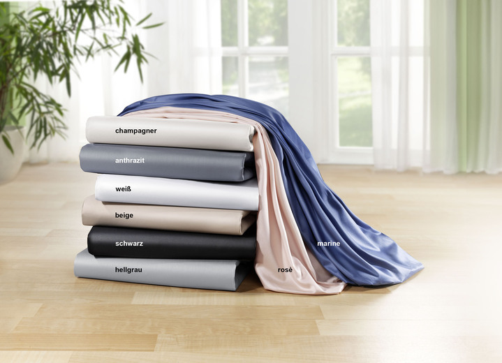 - Mako-Satin-Spannbetttuch aus 100% Baumwolle, in Größe 133 (90/200 cm) bis 138 (180/200 cm), in Farbe ROSÉ Ansicht 1