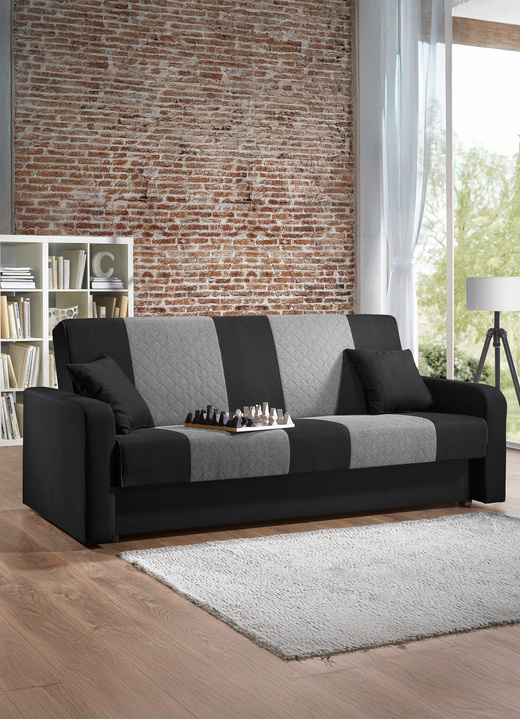 Bettsofas - Klick-Klack-Sofa mit komfortabler Bonnellfederung, in Farbe ANTHRAZIT-HELLGR. Ansicht 1