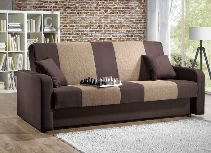 Bettsofas - Klick-Klack-Sofa mit komfortabler Bonnellfederung, in Farbe BRAUN-BEIGE Ansicht 1