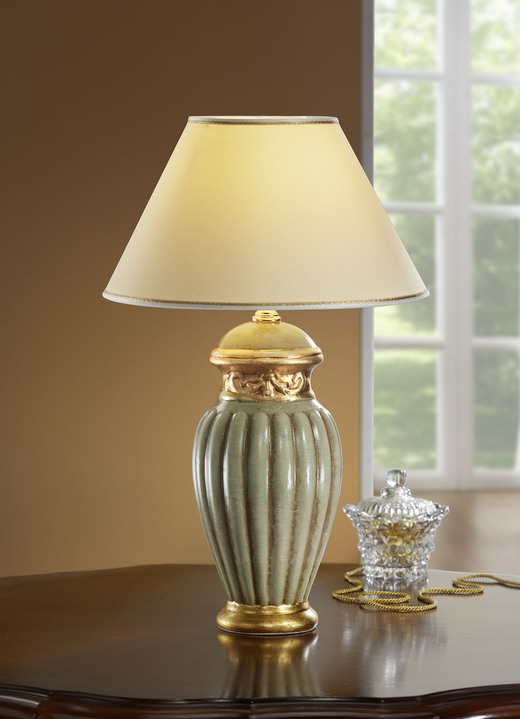 Tischlampe - Tischlampe mit echter Blattgoldauflage, in Farbe GRÜN-WEISS-GOLD Ansicht 1