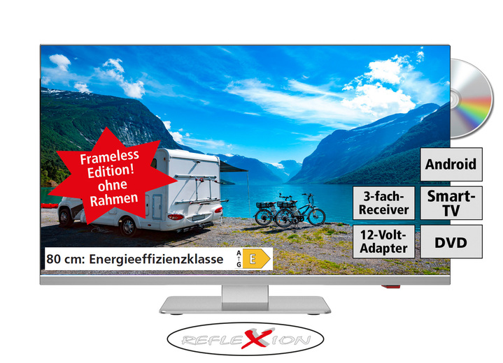 Fernseher - Günstige Reflexion 6-in-1-Kombiation mit Smart-TV als Frameless Edition, in Farbe SCHWARZ Ansicht 1