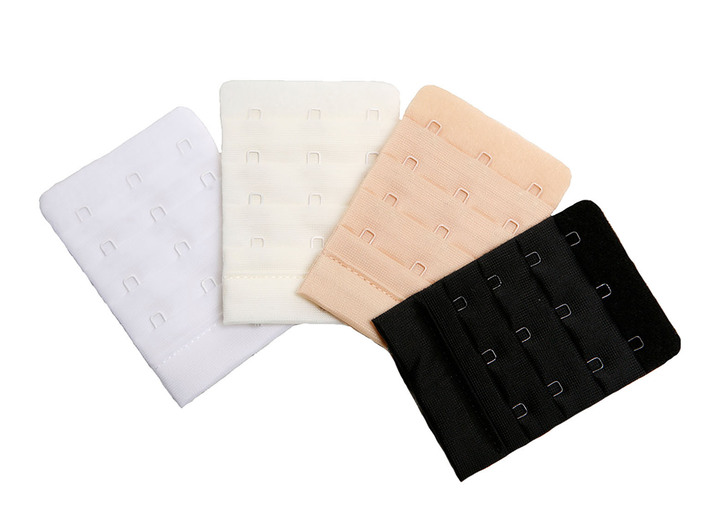 BH mit Formbügel - Miss Perfect  Wow 2 Go Viererpack BH-Verlängerungen, in Farbe 1X WEISS, 1X SEKT, 1X PUDER, 1X SCHWARZ, in Ausführung 3 Haken (5,7 cm breit) Ansicht 1
