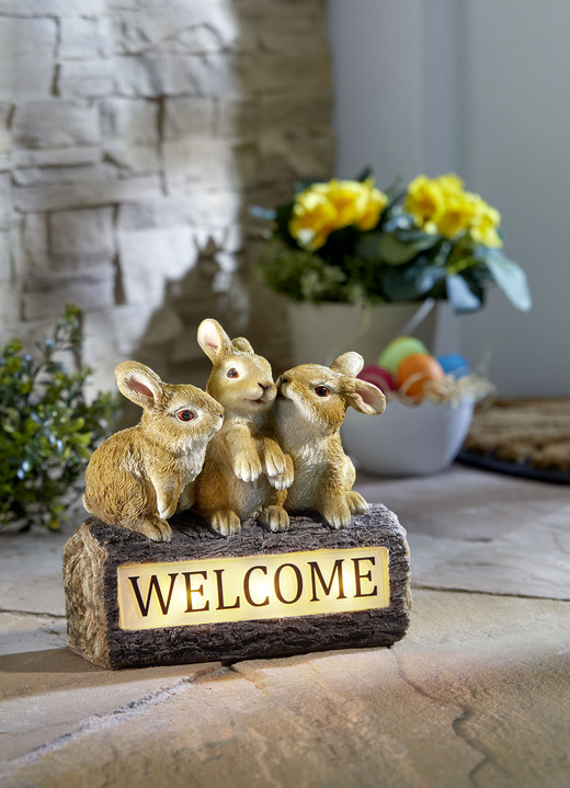 Ostern - Hasentrio «Welcome», solar, in Farbe BRAUN-BEIGE