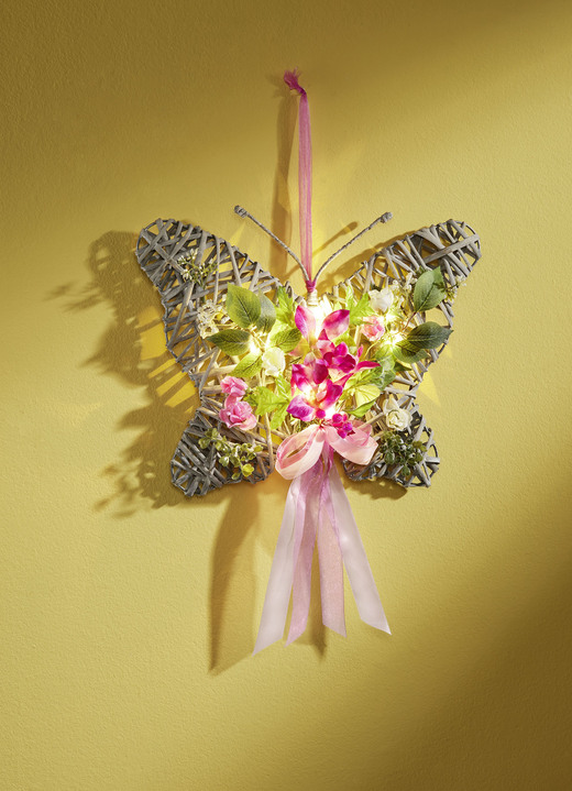Osterkränze & -gestecke - Beleuchteter Schmetterling, in Farbe ROSA-GRÜN