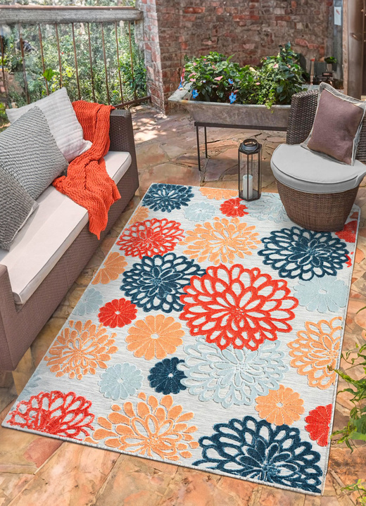 Terrassenboden - Brücken und Teppiche mit wunderschönen Blumendesign, in Größe 113 (Brücke, 80x150 cm) bis 288 (Teppich, 240x320 cm), in Farbe BUNT Ansicht 1