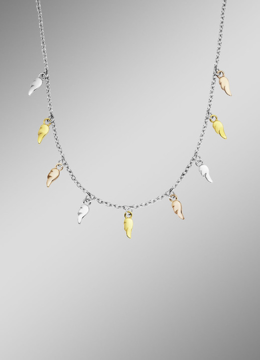 Halsketten - Halskette in Tricolor mit 9 Flügelchen, in Farbe  Ansicht 1