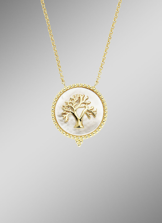 Halsketten - Lebensbaum Halskette mit Perlmutteinlage, in Farbe  Ansicht 1
