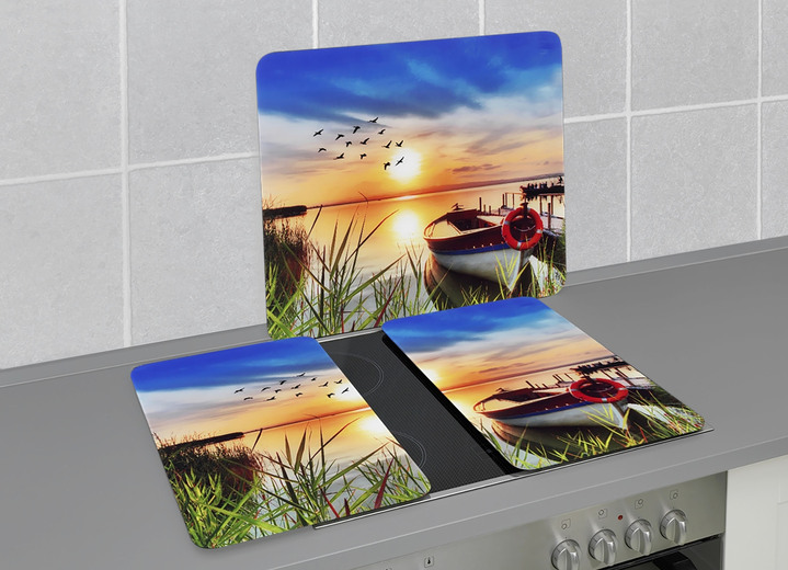 Haushaltshelfer - Herdabdeckplatten oder Wandblende aus Glas, Motiv Idylle am See, in Farbe IDYLLE AM SEE, in Ausführung Wandblende Ansicht 1