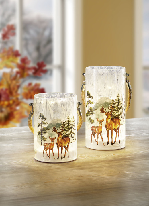 Wohnaccessoires - Windlicht, 2er-Set, in Farbe WEISS-BRAUN
