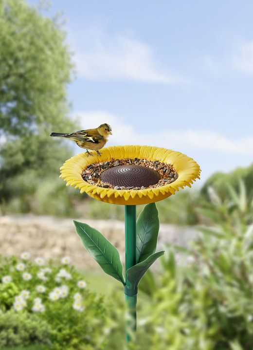 - Futterstelle/Tränke «Sonnenblume», in Farbe GELB-GRÜN Ansicht 1