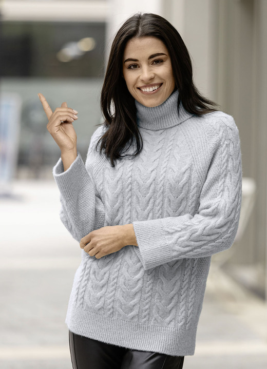 Basics - Pullover in Strukturmix, in Größe L(44/46) bis XXL(52/54), in Farbe HELLGRAU MELIERT Ansicht 1