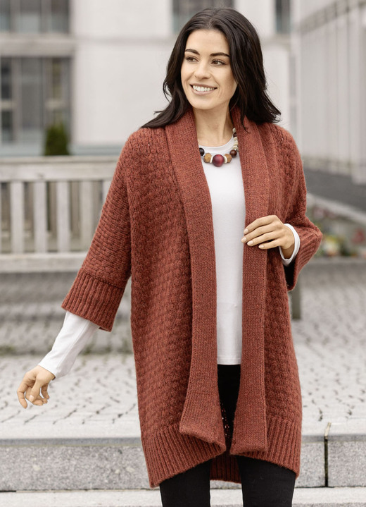 Basics - Strickjacke in Longform, in Größe L(44/46) bis XXL(52/54), in Farbe TERRA MELIERT Ansicht 1