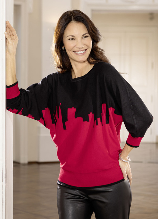 Pullover & Strickmode - Pullover in weichem Feinstrick Pullover & Strickmode - Pullover in weichem Feinstrick, in Größe L(44/46) bis XS(32/34), in Farbe SCHWARZ-ROT
