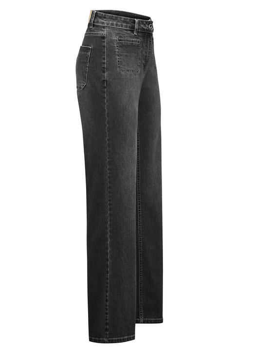 Hosen mit Knopf- und Reissverschluss - Jeans mit modischen Vordertaschen Hosen mit Knopf- und Reissverschluss - Jeans mit modischen Vordertaschen, in Größe 017 bis 050, in Farbe SCHWARZ