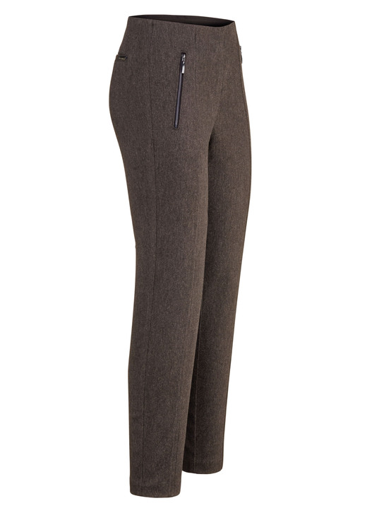 Hosen in Schlupfform - Hose mit Reißverschluss-Taschen Hosen in Schlupfform - Hose mit Reißverschluss-Taschen, in Größe 018 bis 052, in Farbe COGNAC MELIERT