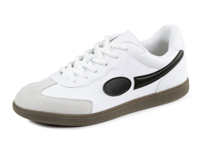 - Sneaker aus Synthetik und Veloursleder, in Größe 040 bis 046, in Farbe WEISS-SCHWARZ Ansicht 1