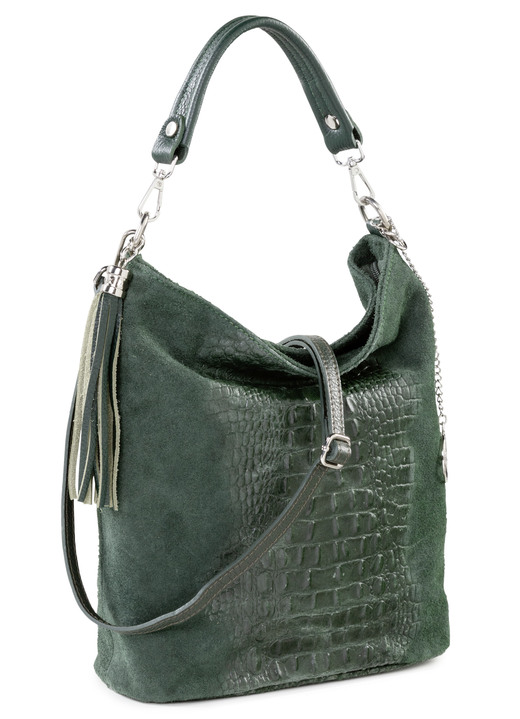 - Laurina Tasche aus Kalb-Veloursleder , in Farbe TANNE Ansicht 1