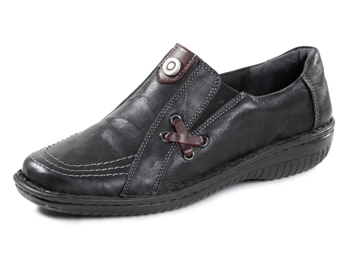 Elena Eden - ELENA EDEN-Slipper aus Nappaleder, in Größe 036 bis 042, in Farbe SCHWARZ-BURGUND Ansicht 1