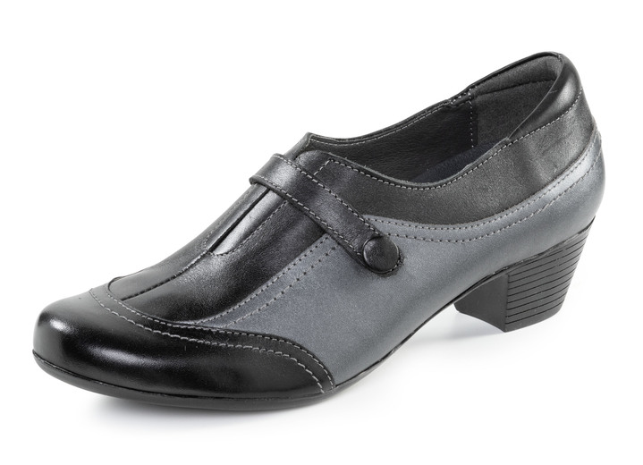 Pumps & Ballerina - ELENA EDEN, eleganter Damen-Trotteur, Weite G, mit herausnehmbarem Fussbett, in Größe 036 bis 042, in Farbe SCHWARZ-ALTSILBER Ansicht 1