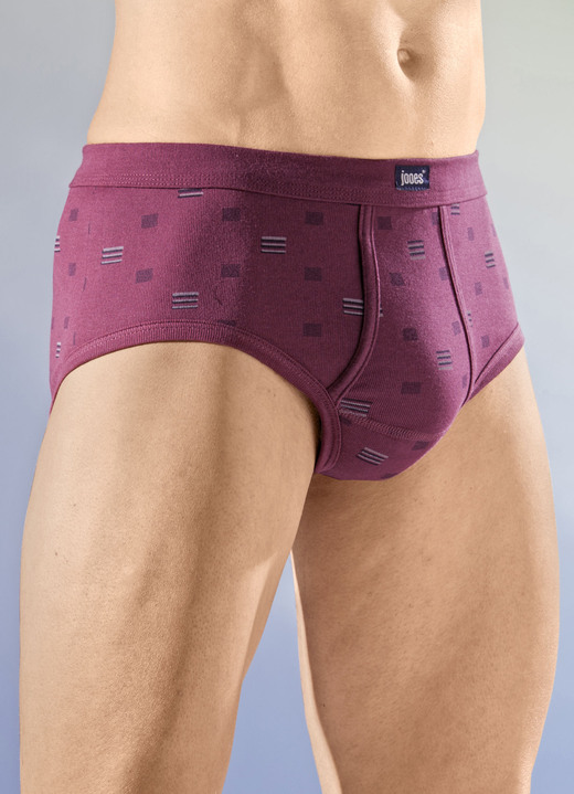 Slips & Unterhosen - Viererpack Slips mit Softbund, in Größe 005 bis 014, in Farbe 2X RUBINROT-BUNT, 2X HELLGRAU-BUNT Ansicht 1