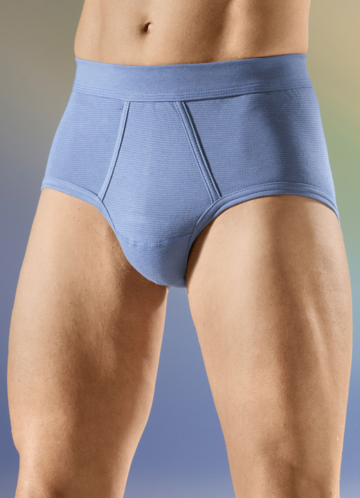 Slips & Unterhosen - Viererpack Slips mit Softbund, in Größe 005 bis 012, in Farbe 2X JEANSBLAU MELIERT, 2X ANTHRAZIT MELIERT Ansicht 1