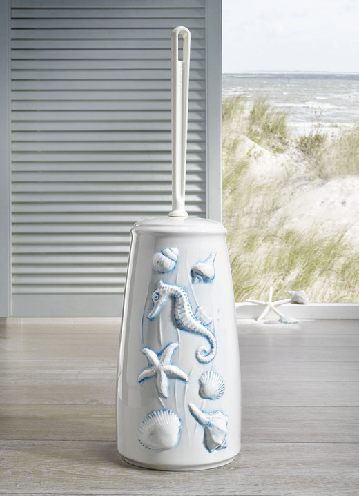 Wohnen - Handgearbeitete WC-Garnitur aus Keramik, in Farbe CREME-TÜRKIS Ansicht 1