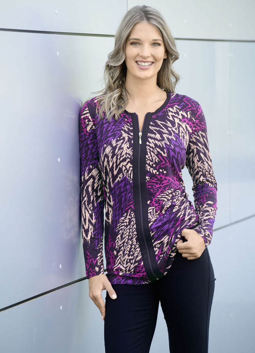 Shirtjacken - Shirtjacke mit praktischem Reissverschluss, in Größe 038 bis 054, in Farbe LILA-FUCHSIA-ALTROSÉ Ansicht 1