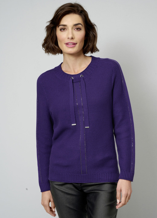 - Pullover aus reiner Baumwolle, in Größe 038 bis 052, in Farbe LILA Ansicht 1