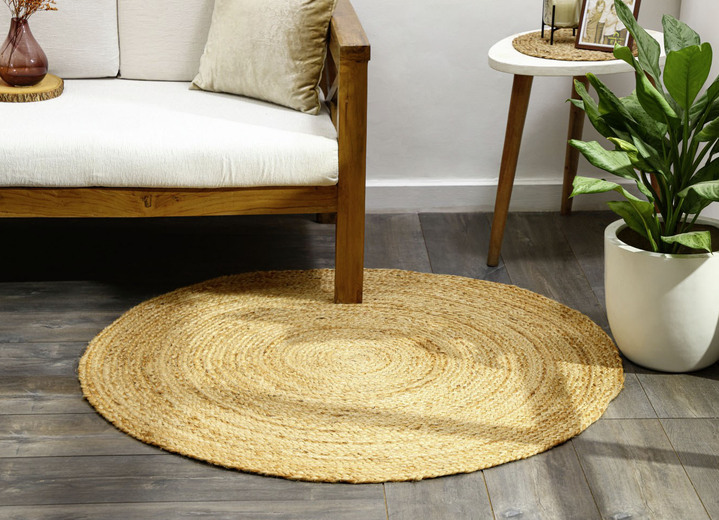 Modern - Pflegeleichte Brücken und Teppiche aus 100% Jute, in Größe 101 (Brücke 40x60 cm) bis 308 (Teppich rund ø 200 cm), in Farbe NATUR Ansicht 1
