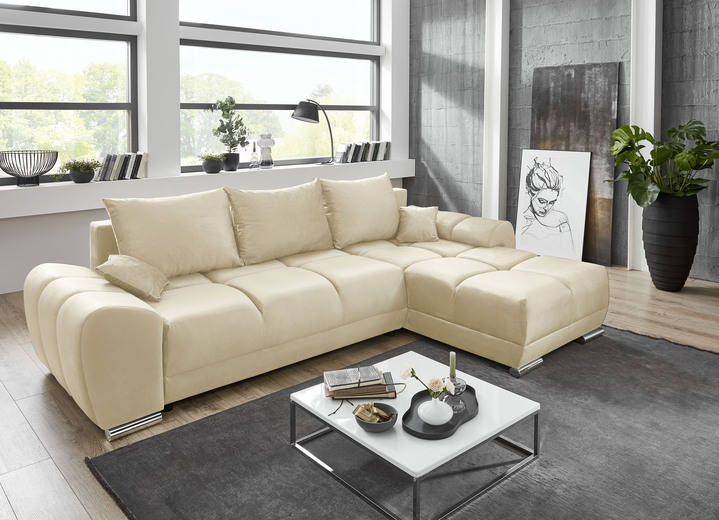 Polsterecken - Polsterecke mit Bettfunktion und Bettkasten, in Farbe CREME Ansicht 1