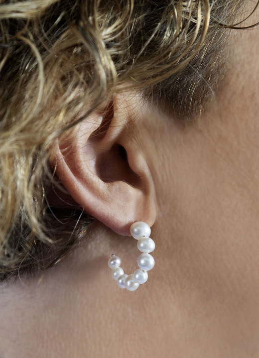 Ohrschmuck - Elegante Creolen mit Süsswasser-Zuchtperlen, in Farbe  Ansicht 1