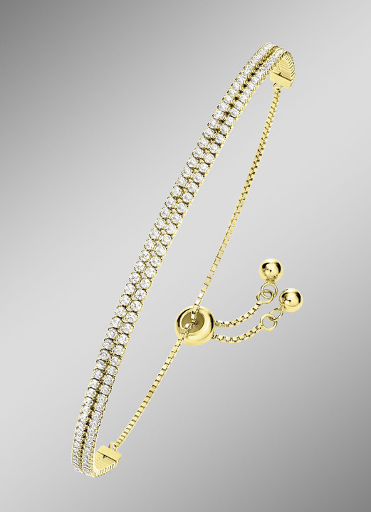 Armbänder - Elegantes doppelreihiges Armband mit synth. Zirkonia, in Farbe , in Ausführung vergoldet Ansicht 1