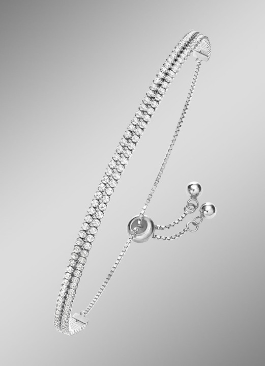 Armbänder - Elegantes doppelreihiges Armband mit synth. Zirkonia, in Farbe , in Ausführung rhodiniert Ansicht 1