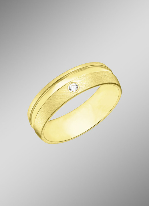 Ringe - Eleganter Partnerring in vergoldetem Silber 925/- fein, in Größe 160 bis 240, in Farbe , in Ausführung Mit synth. Zirkonia Ansicht 1