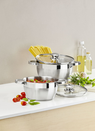 Edelstahl-Topfset, 4-teilig-Ideal für kleine Haushalte