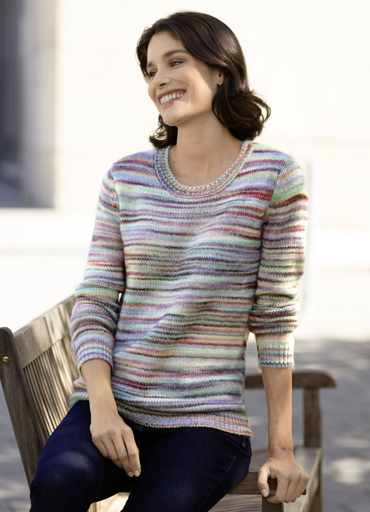 Pullover - Pullover aus Melangegarn Pullover - Pullover aus Melangegarn, in Größe 036 bis 052, in Farbe GRÜN-ROST-MULTICOLOR
